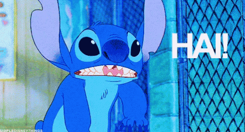 a cartoon character with the word hai written on the bottom