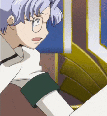 a cartoon character with glasses and a green armband on his sleeve