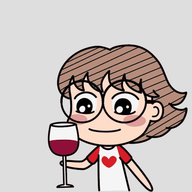 a cartoon of a girl holding up a glass of wine with the words cheers written above her