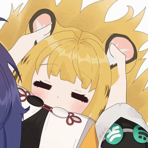 a drawing of a girl with a tiger 's ears and the number 16 on her glasses