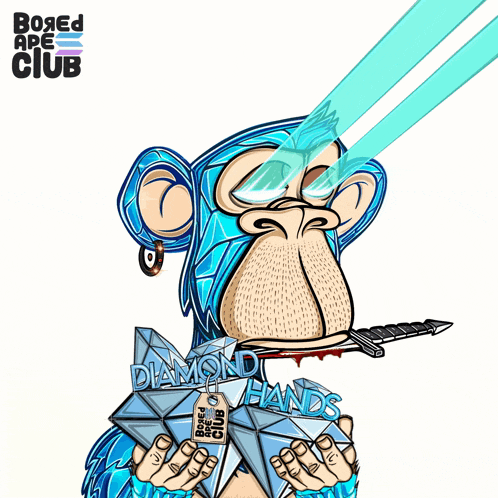 a cartoon of a monkey holding a diamond hands tag