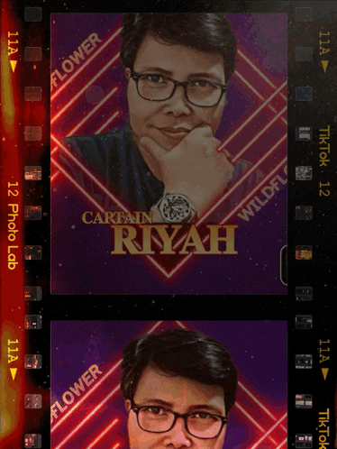 a poster for captain riyah features a man with glasses