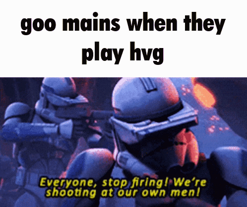 a picture of two clone trooper soldiers with the caption goo mains when they play hvg
