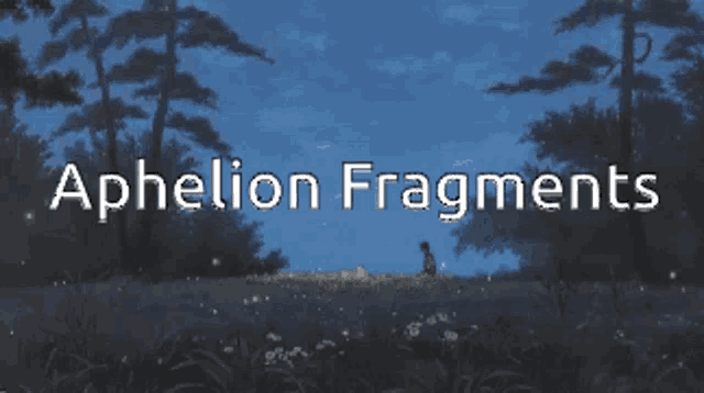 a pixel art of a person in a field with the words aphelion fragments