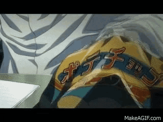 a gif of a person holding a piece of paper that says makeagif.com on it