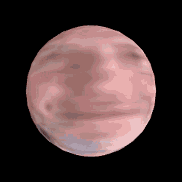 a red and white sphere is against a black background