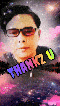 a picture of a man with glasses and the words thankz u on it