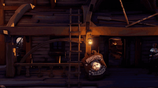 a screenshot of a video game that says this ladder really completes the tavern hmmm