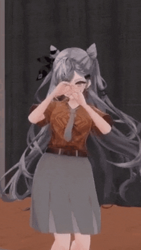 a girl with long hair is wearing a tie and a brown shirt