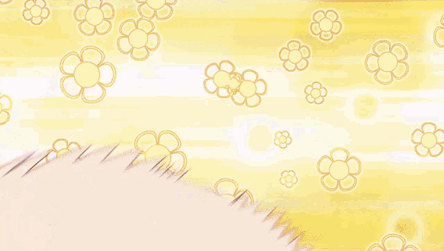 a cartoon drawing of a person 's torso with flowers on the background