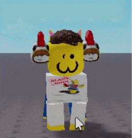 a cartoon character with a smiley face and a number 3 on his head is walking .