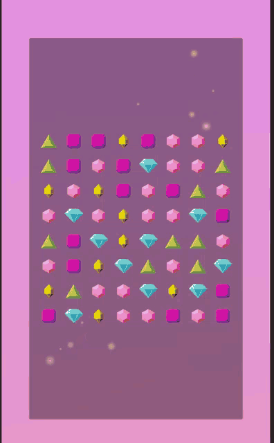 a computer screen shows a game with diamonds and triangles on it