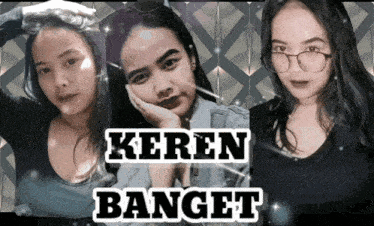 a girl with glasses and the words keren banget