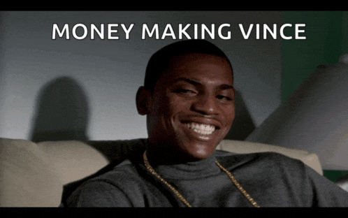 a picture of a man with the words money making vince above him