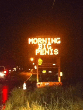 a street sign that says morning big penis