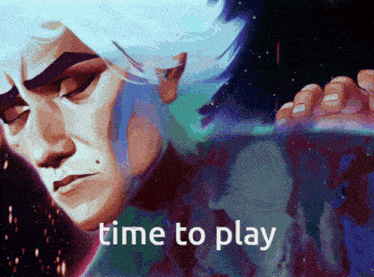 a painting of a man with the words time to play written below him