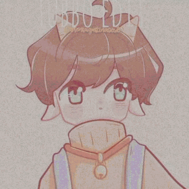 a drawing of a boy with strawberries on his head
