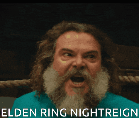 a man with a beard and long hair is screaming with the words elden ring nightreign below him