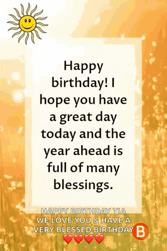 a happy birthday card with a sun on it
