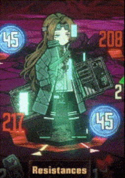 a screenshot of a video game with the word resistances in the lower right corner