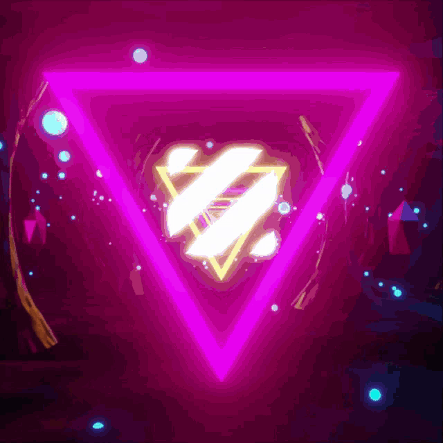 a purple triangle with a white letter z inside