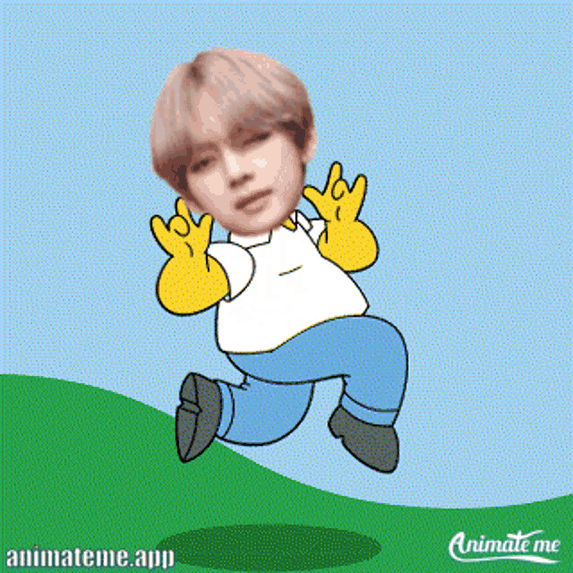animate me app shows a cartoon of homer simpson jumping