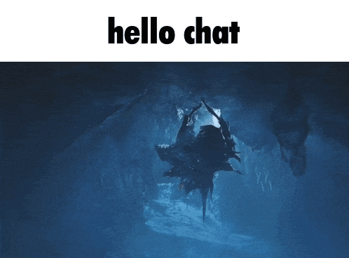 a picture of a monster and the words hello chat