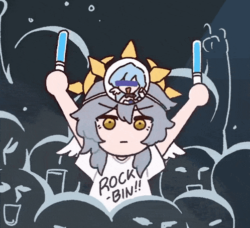 a drawing of a girl wearing a rock bin shirt
