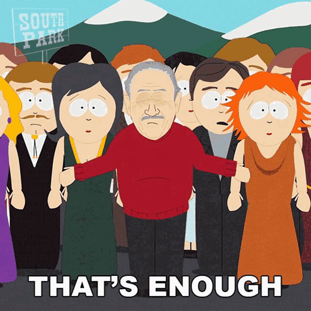 a cartoon of a group of people with the words that 's enough