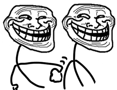two troll faces are standing next to each other
