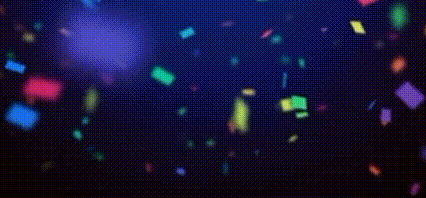 a bunch of colorful confetti is falling on a dark blue background