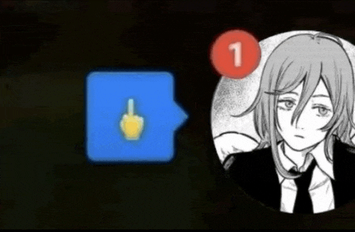 a black and white drawing of a woman in a suit and tie next to a blue square with a yellow middle finger .