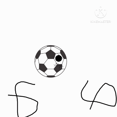 a black and white drawing of a soccer ball with a black hole in it .