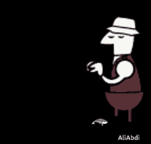 a cartoon of a man sitting on a toilet with aliabdi written on the bottom