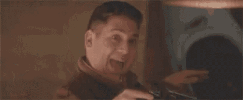 a man is holding a gun and says `` bang , bang . you 're dead . ''