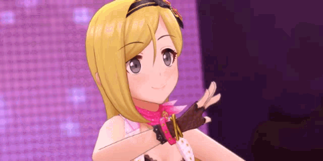 a close up of a cartoon girl with blonde hair