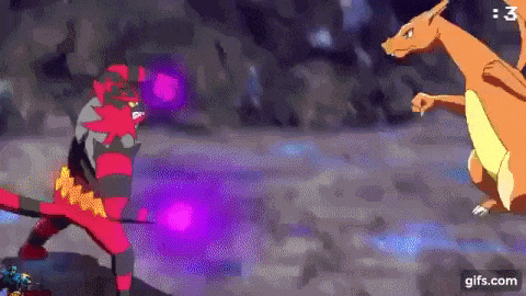 a pokemon is fighting another pokemon with a sword in a video game .