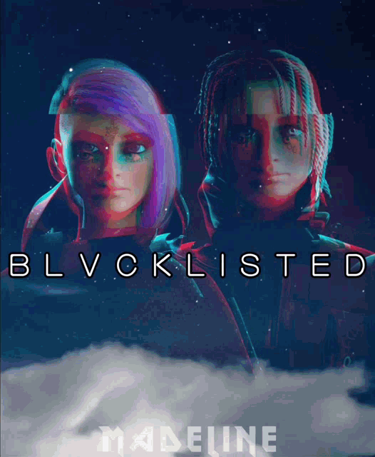 a poster for blvcklisted madeline shows a man and woman