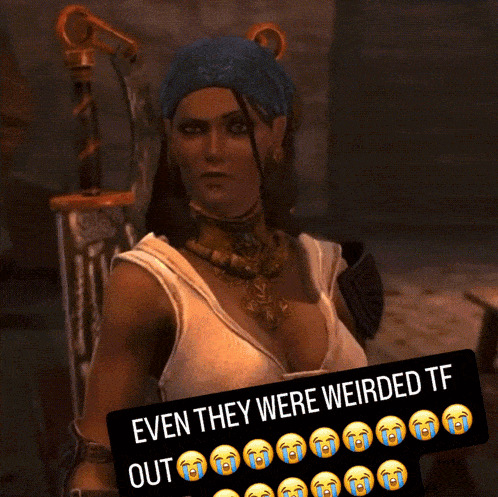 a picture of a woman with blood on her face and the caption even they were weirded tf