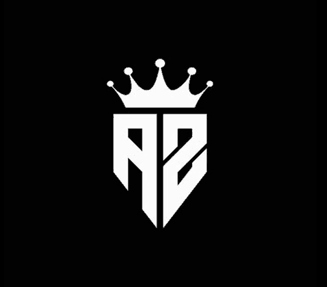 the letter a and b logo with a crown on a black background .