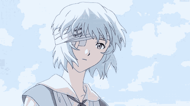 a drawing of a girl with a bandage on her forehead