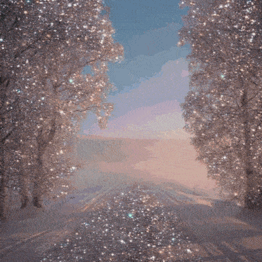 a picture of a girl in the middle of a snowy landscape