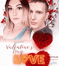 a valentine 's day greeting card with a man and a woman