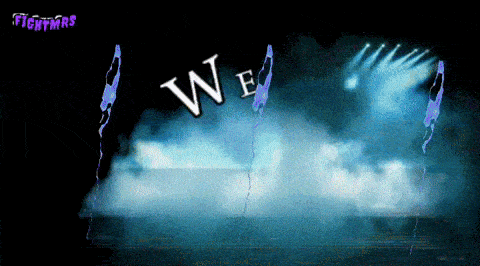 the word we is displayed on a dark background