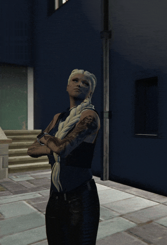 a woman in a video game has a tattoo on her arm