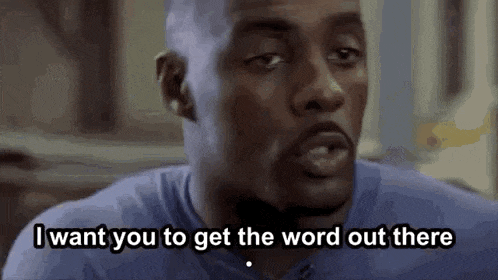 a man is sitting down and saying `` i want you to get the word out there ''