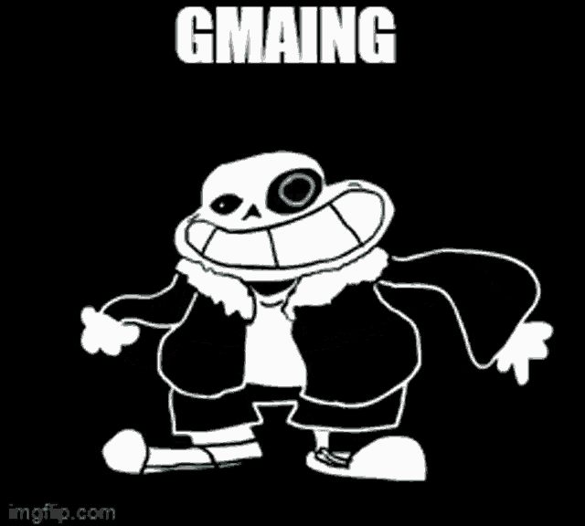 a cartoon drawing of sans from undertale with a black background .