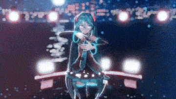 hatsune miku is dancing on a stage in front of a crowd