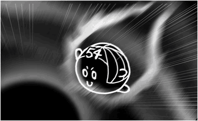 a black and white drawing of a person with the number 257