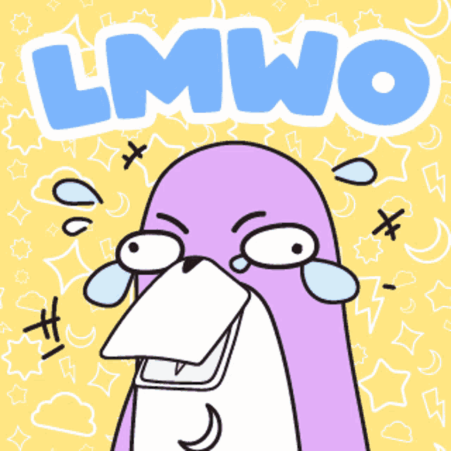 a cartoon of a penguin crying with the word lmwo written above it